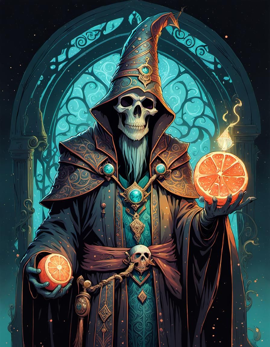 Sparklecore Lich Skull Wizard with Magic Sigils