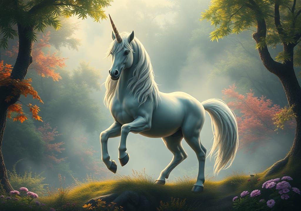 Ethereal Centaur in Forest, Dreamy Art Style