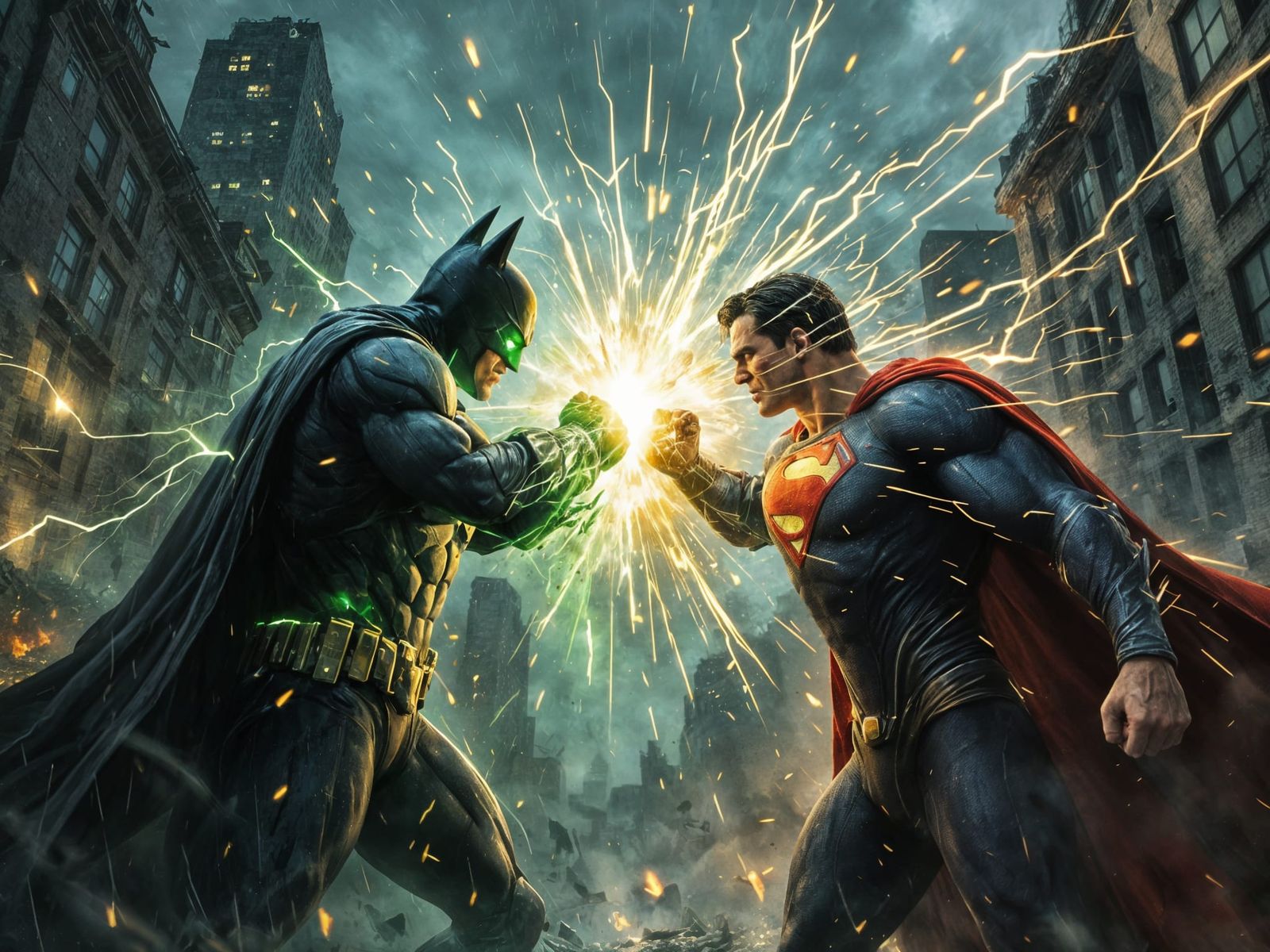 Batman vs Superman Epic Showdown in Comic Book Style