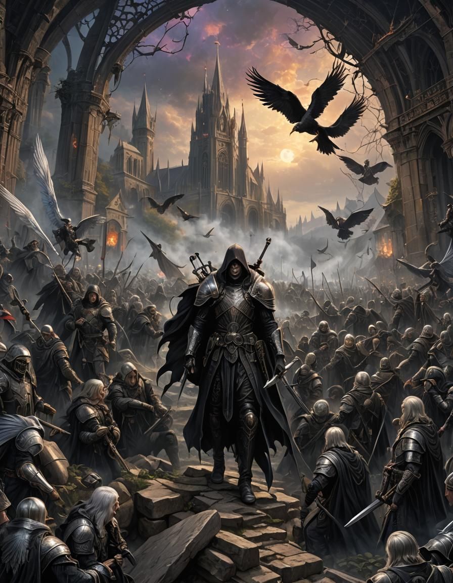 Angelic Guardians in Gothic Sci-Fi Style