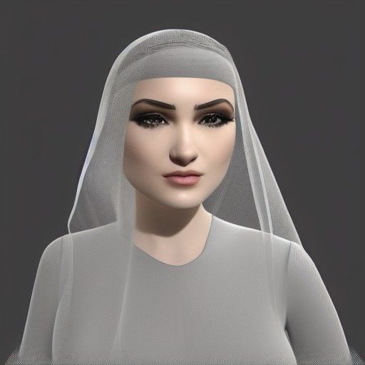 Veiled Sultana with Tiara: 3D Rendered Art