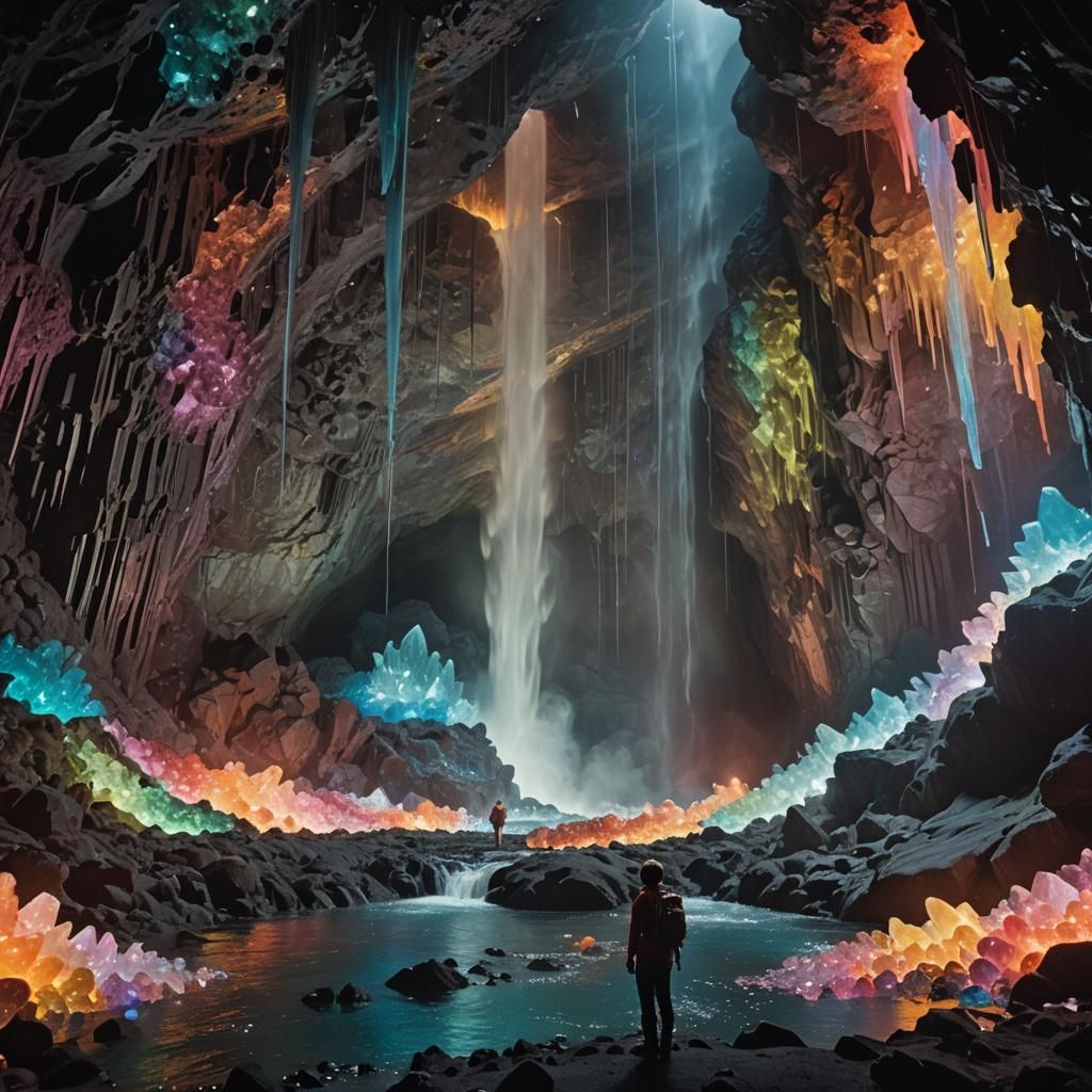 Glowing Crystal Cave Film Still in 4K