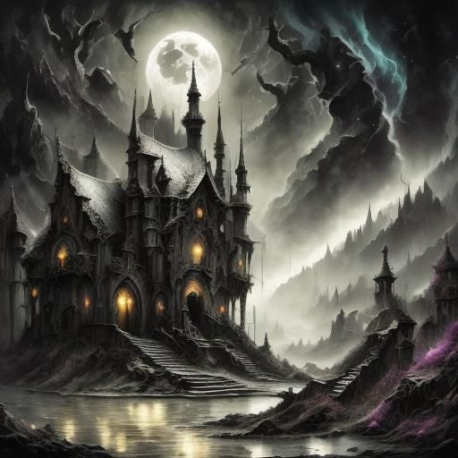 Gothic Candyland: Dark Fantasy Alcohol Ink Art