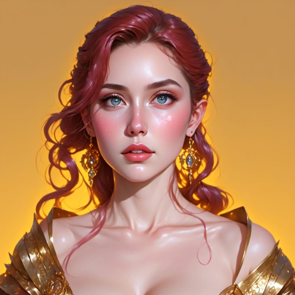 Beautiful Sorceress in Video Game Style Armor