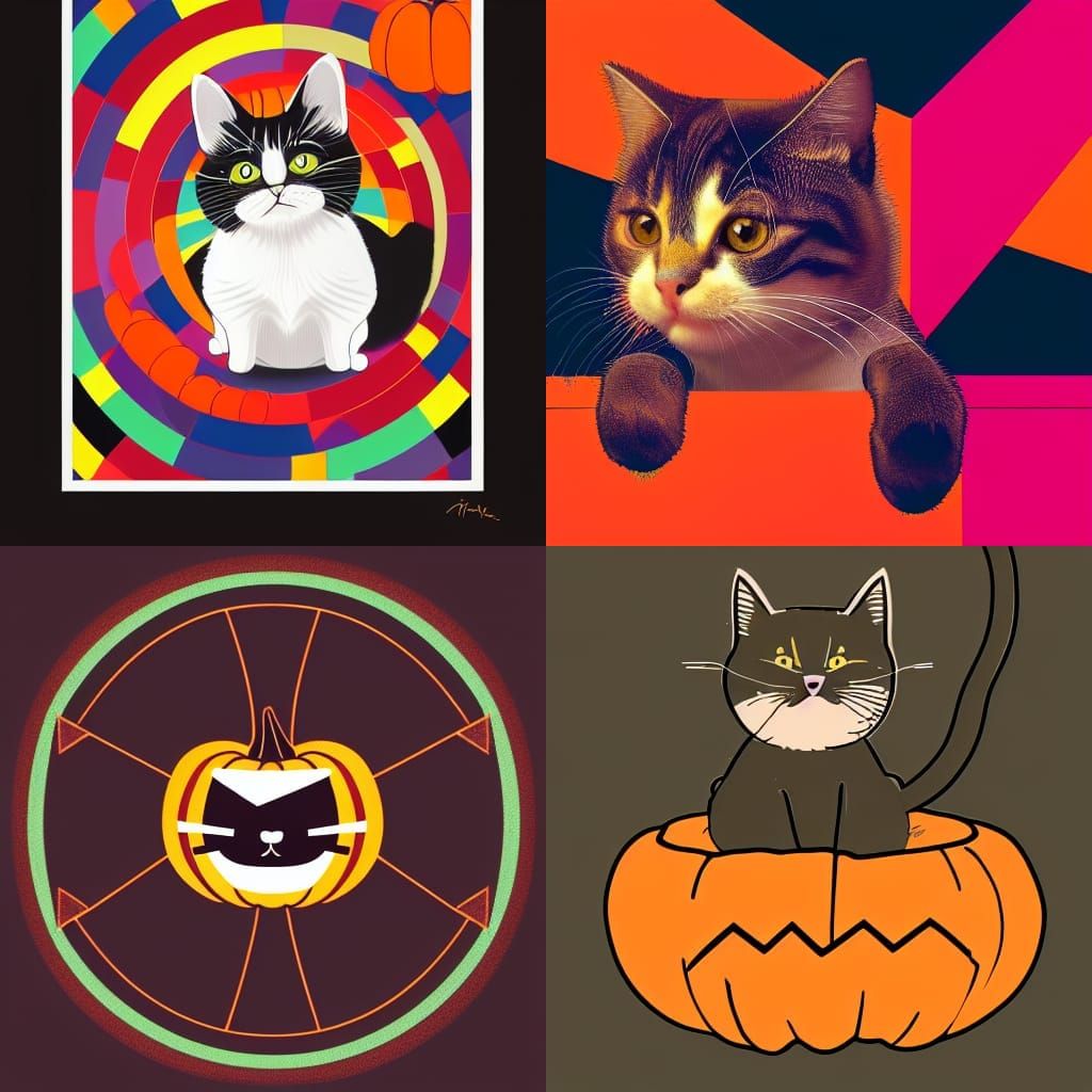 Pop Art Cat Meowing in Pumpkin