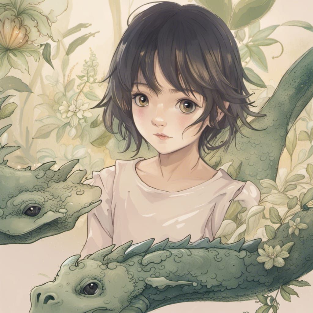 Girl with Dragons in Fantasy Garden Photography