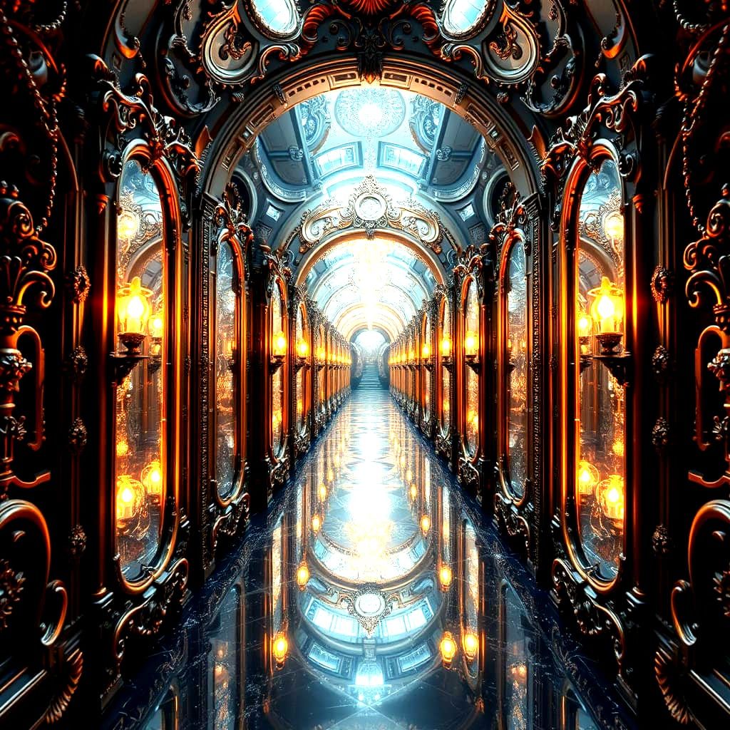 Fantasy Portal of Mirrors with Lights