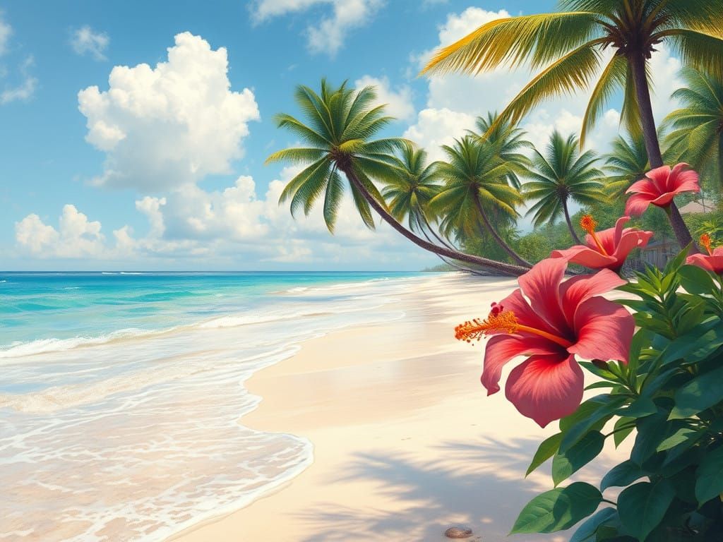 Idyllic Tropical Paradise in Vibrant Colors