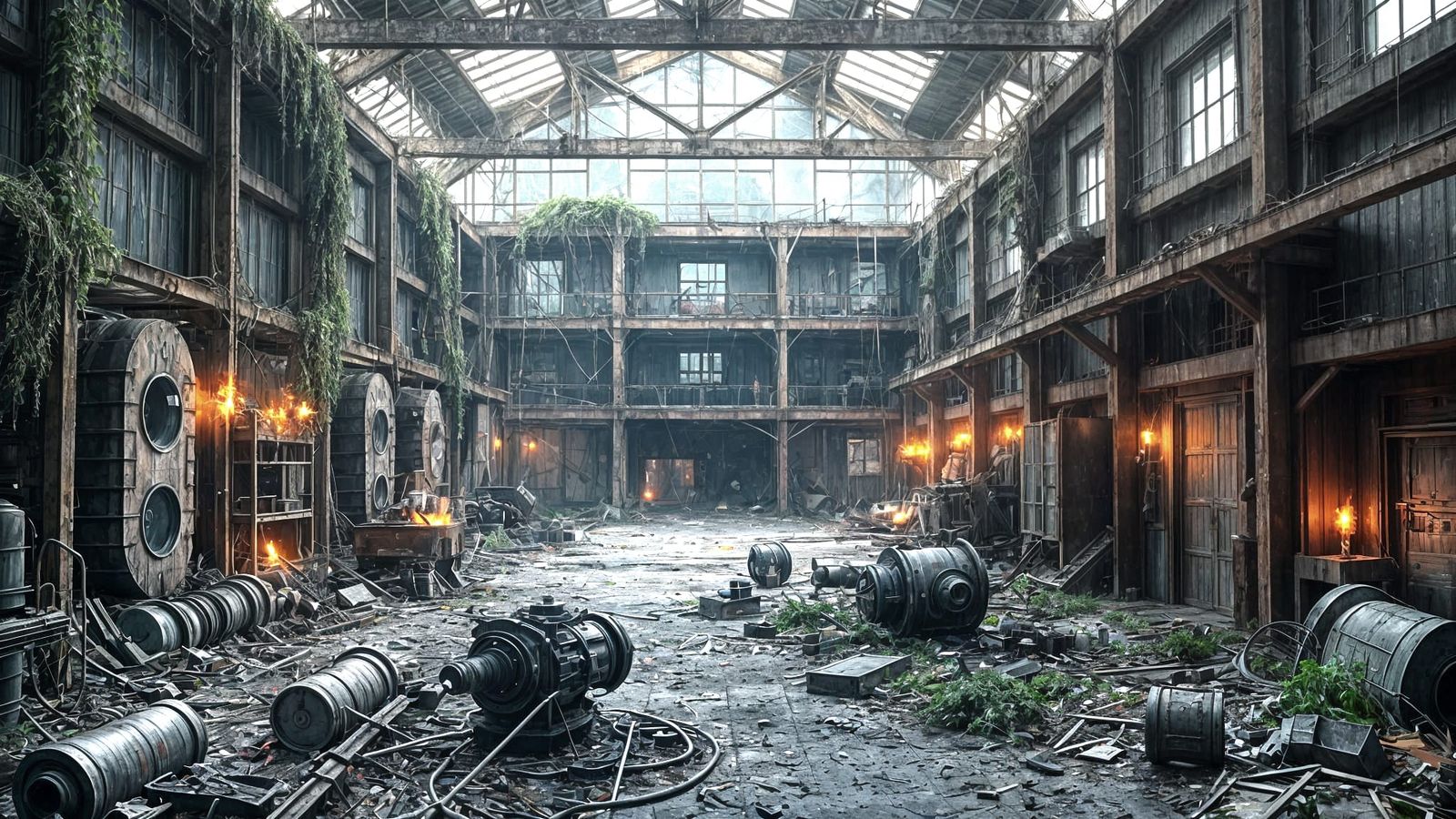 Armageddon: The abandoned factory was a movie trailer from an entropic future when all the world would look like this.