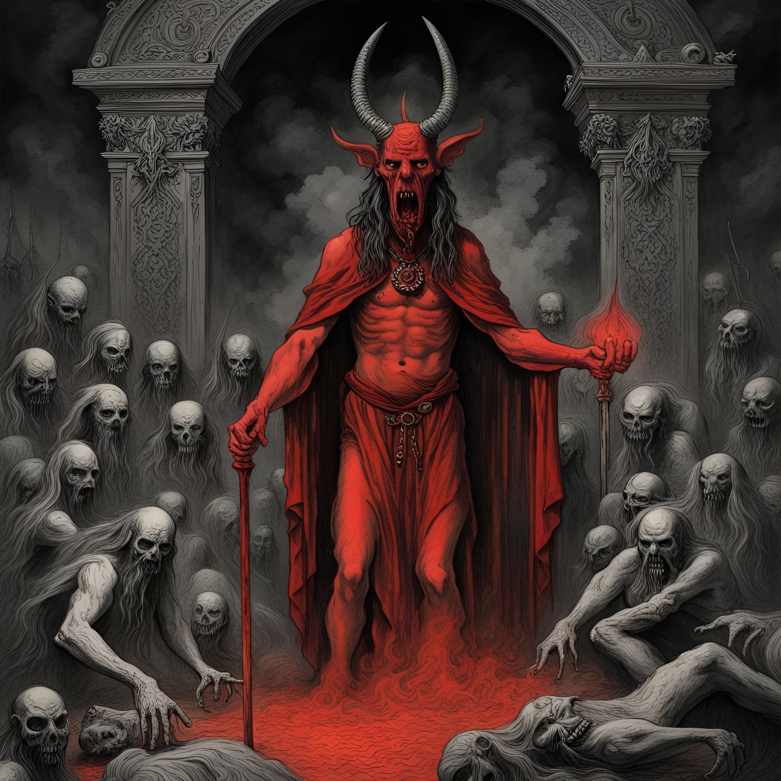 Belphegor in Hell with Celtic Patterns, Black Metal Style