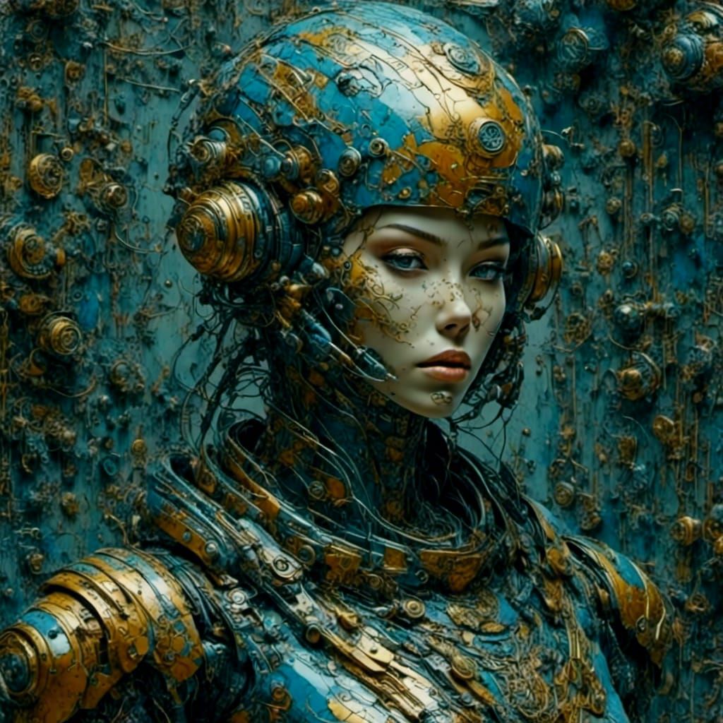 Sci-Fi Mine Worker with Punk and Marble Aesthetics