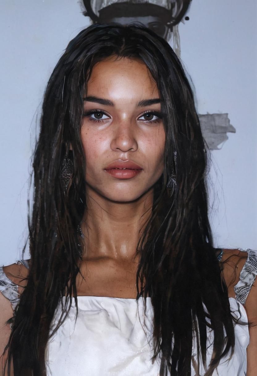 African Portrait with Bold Outlines and Soft Watercolor