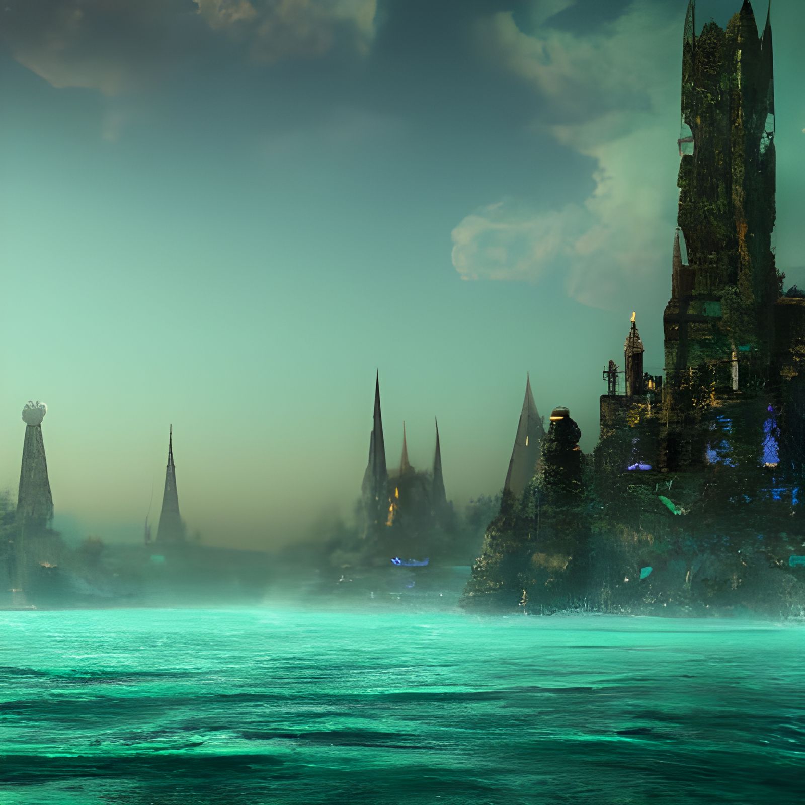 Divine City by Deep Green Ocean: Fantasy Concept Art