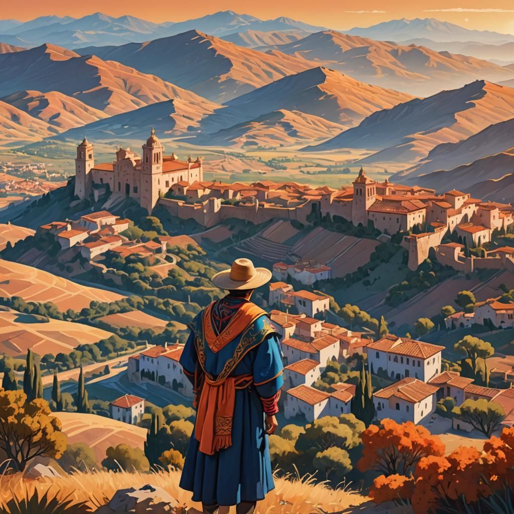 Vibrant Spanish Landscape Concept Art