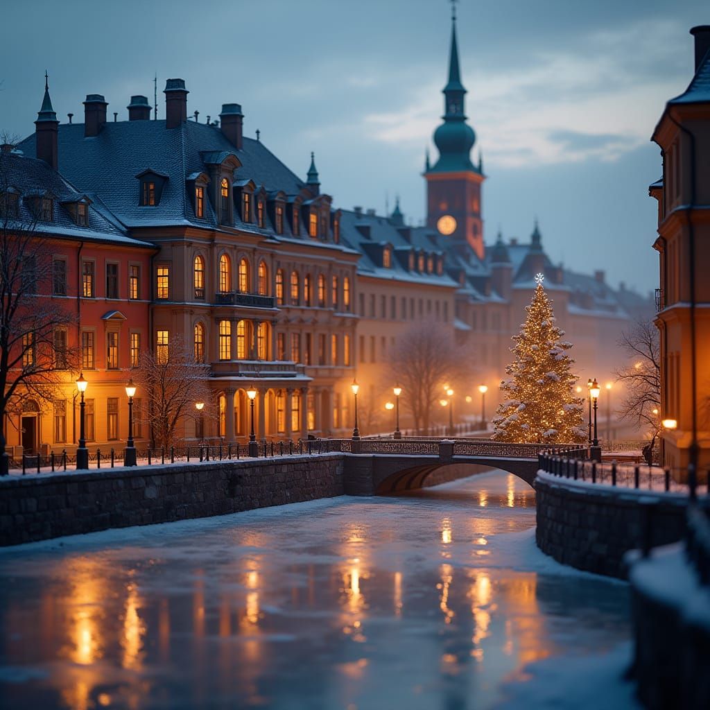 Miniature Swedish Palace at Golden Hour Sunset