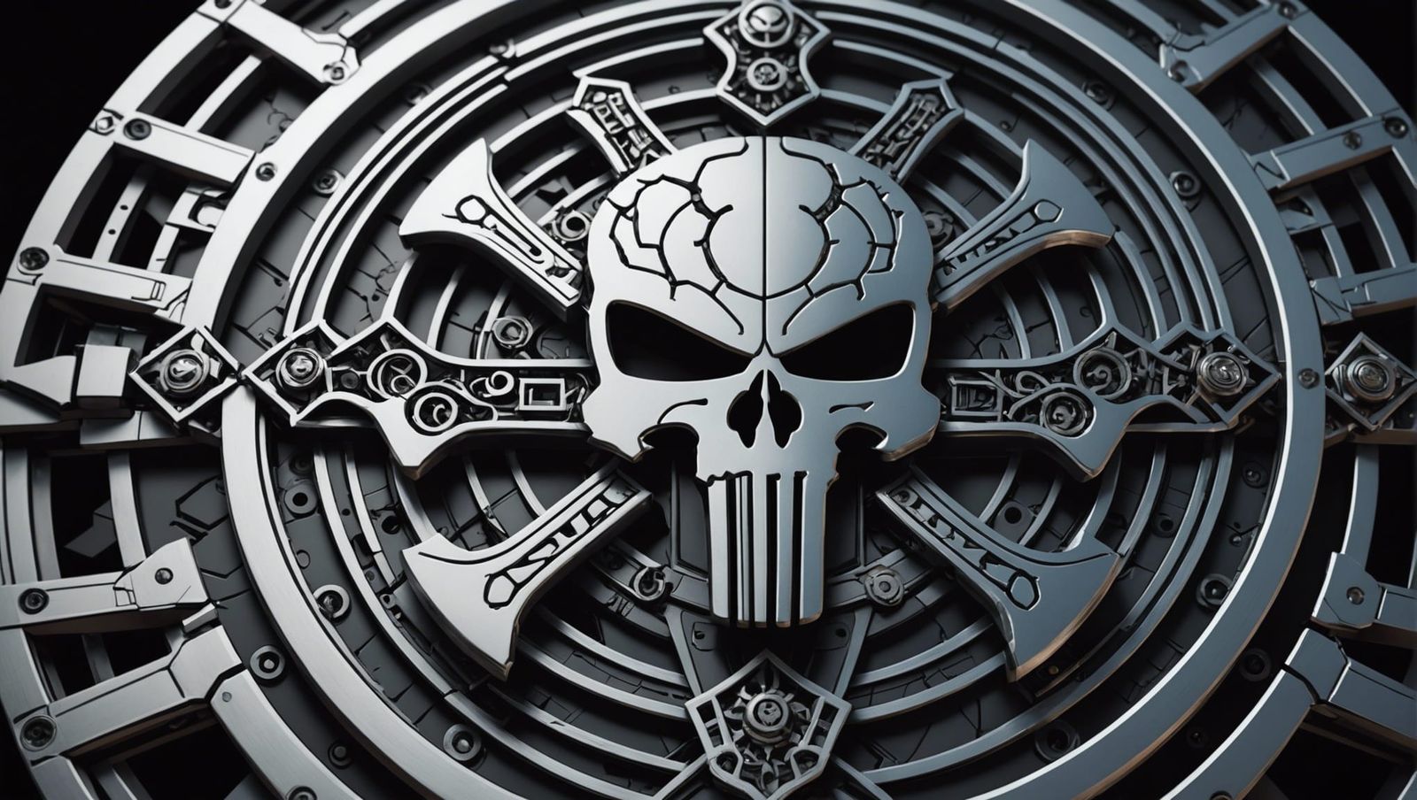 Futuristic Pirate Logo with Intricate Mech Details