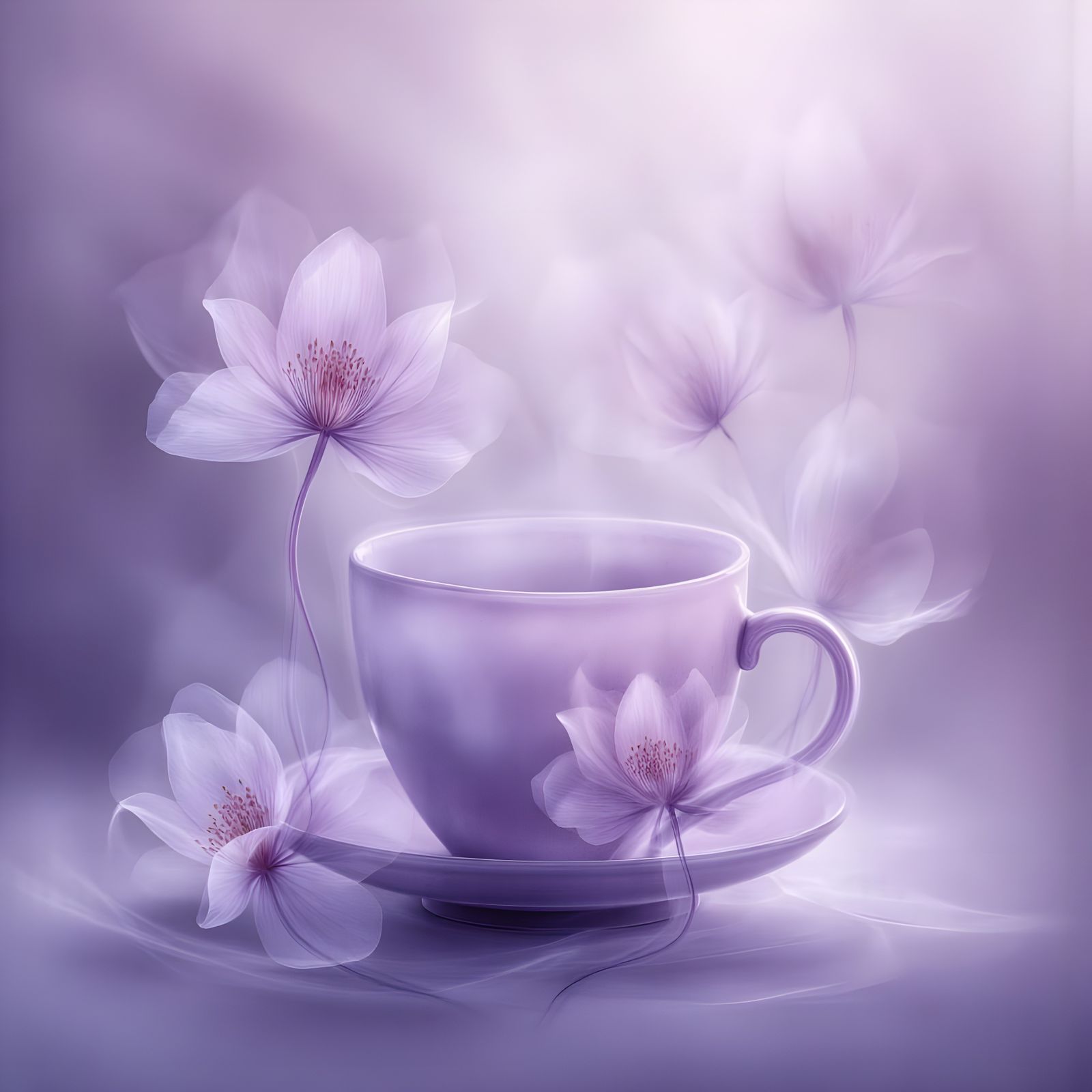 Ethereal Teacup in Dreamlike Lavender Mist