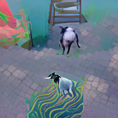 Surreal Dog-Goat Hybrid in Existential Crisis