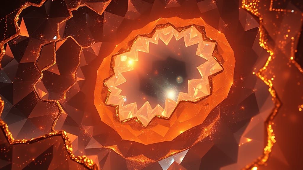 Glowing Gilded Glass Geodes in Fractal 3D Heavens