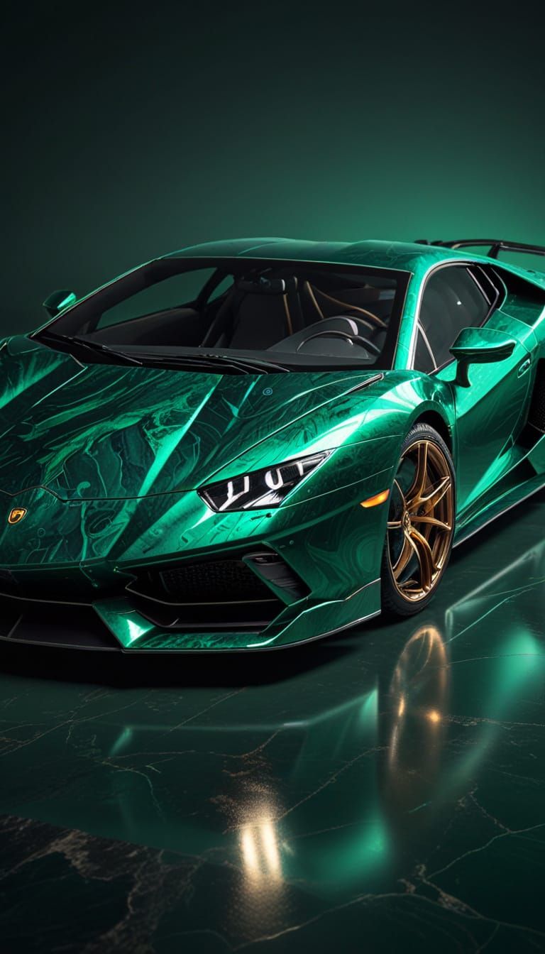 Luxury Malachite Lamborghini Supercar in Hyper-Realistic Det...