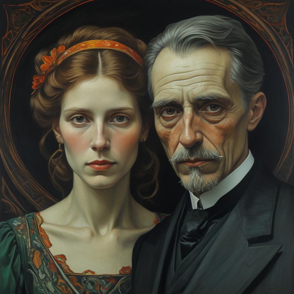 Melancholic Portrait in Jugendstil Style
