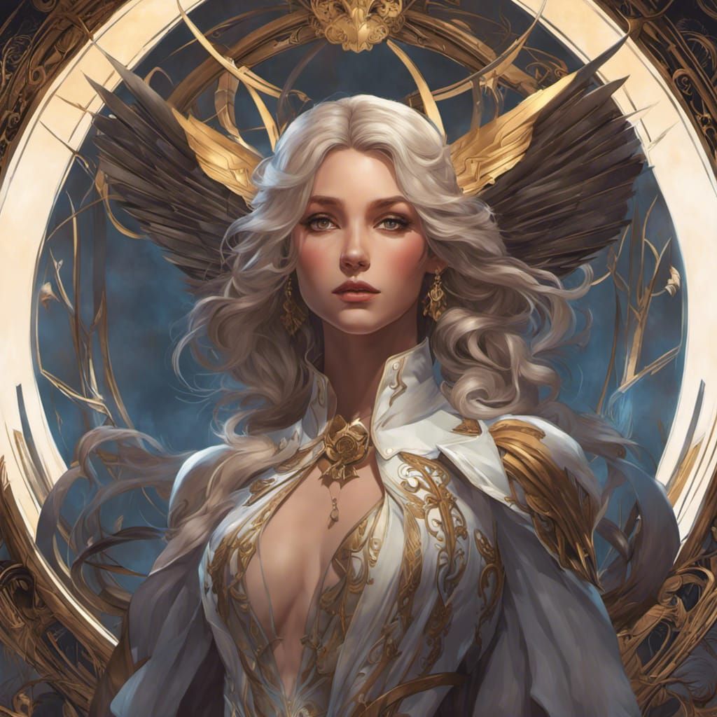 Angelic Portrait in Art Nouveau Style