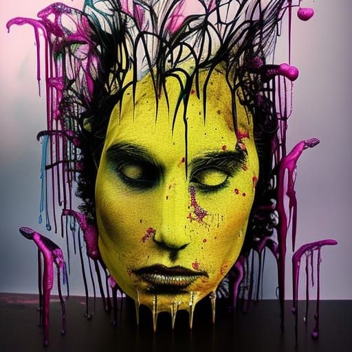 Claymation Woman's Face in Mixed Media Style