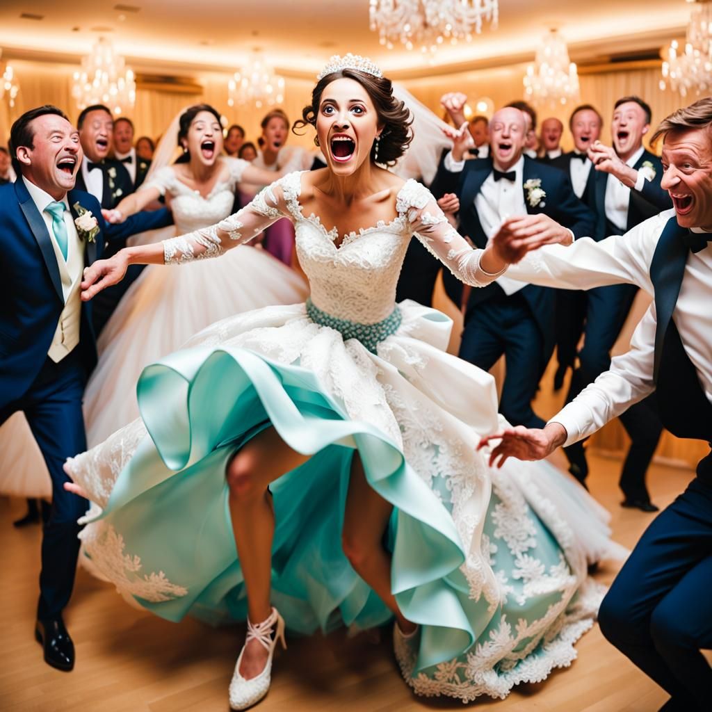 Comedic Wedding Mishap Captured in Candid Realism