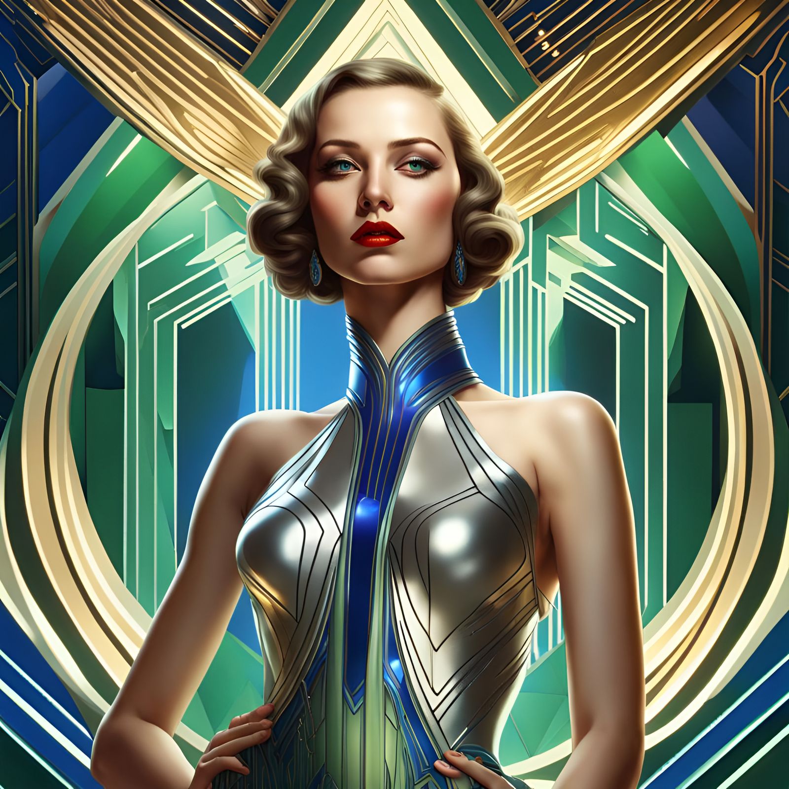 Futuristic Art Deco Woman Portrait in 8K