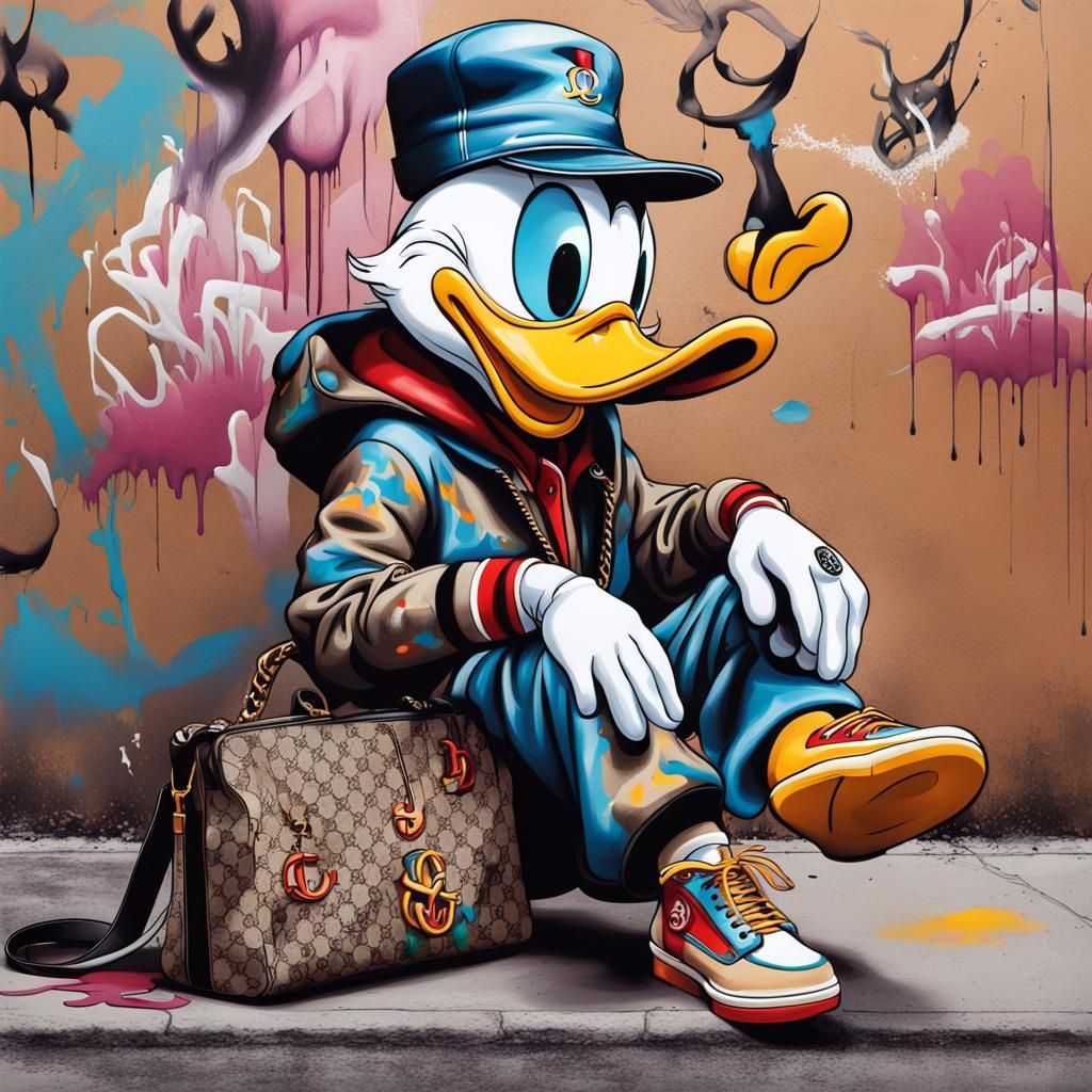 Donald Duck Dressed in Designer Graffiti Art