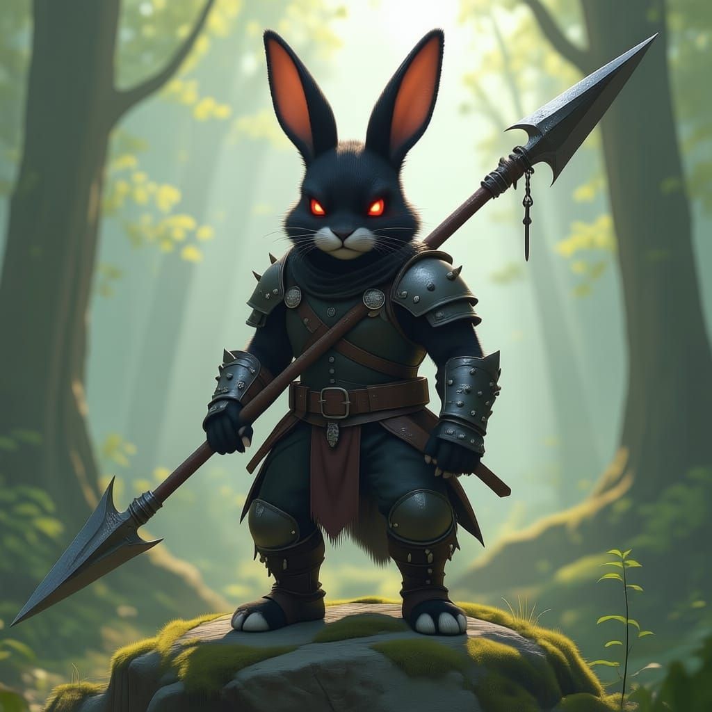 Dark Fantasy Rabbit Warrior in Leather Armor