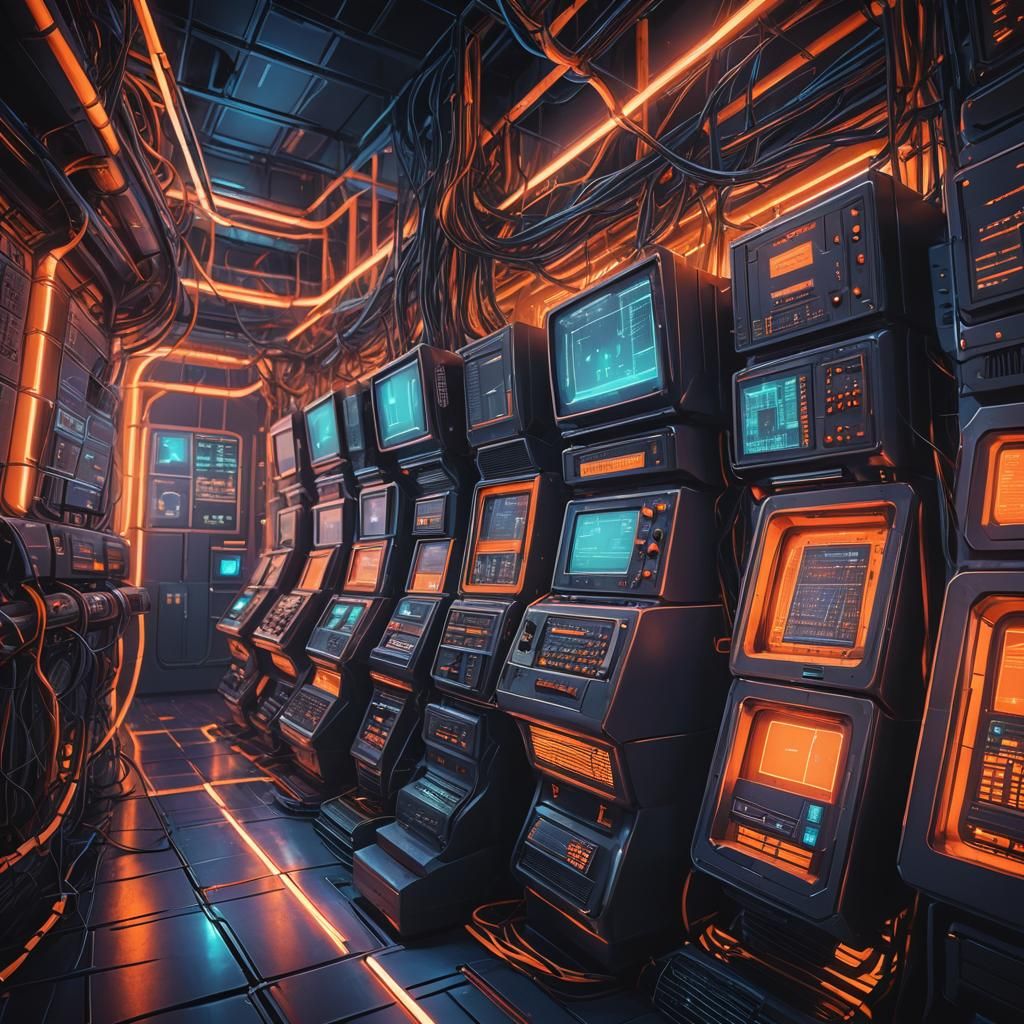 Retro-Futuristic Supercomputer Concept Art