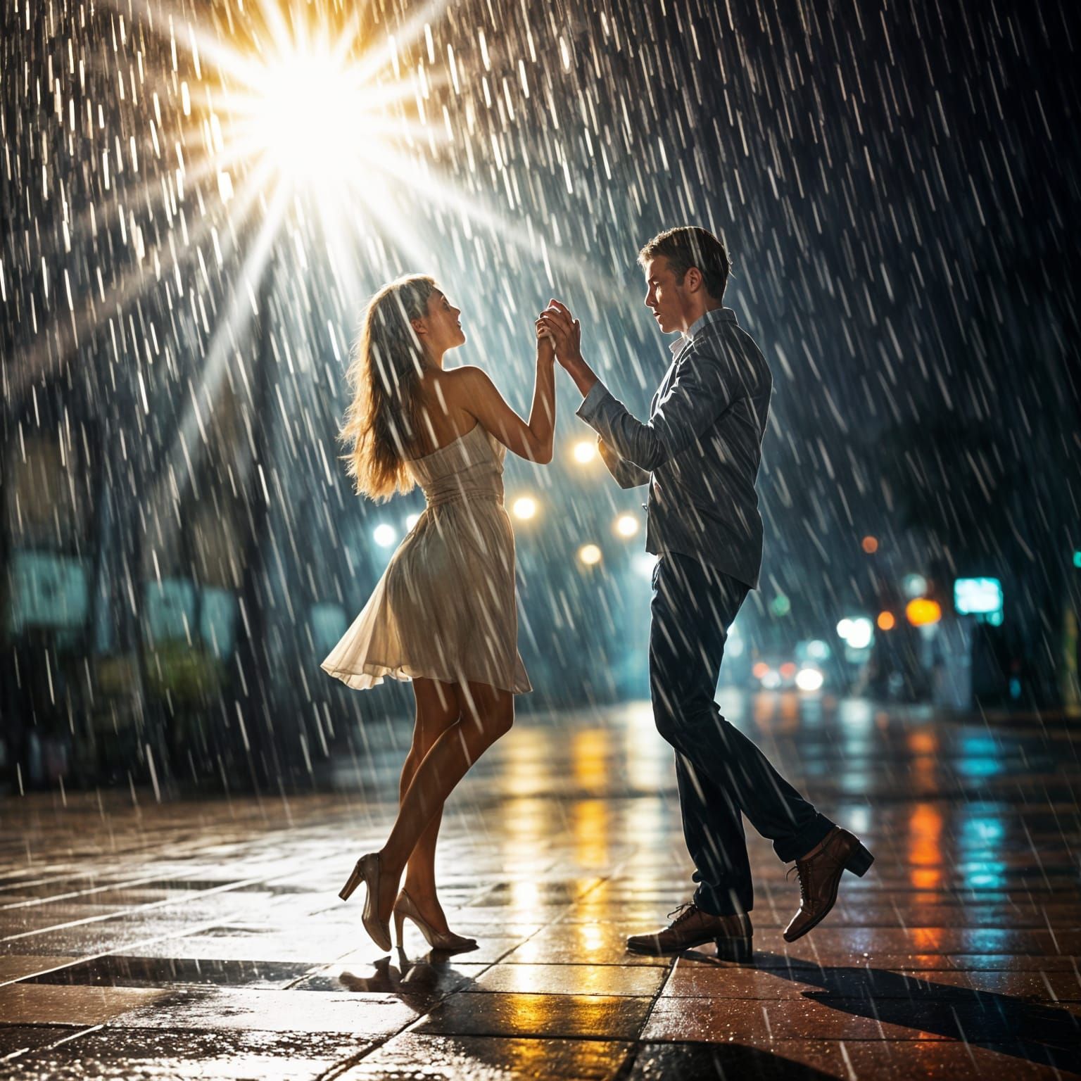 Dancing Under Rainy Night Lights
