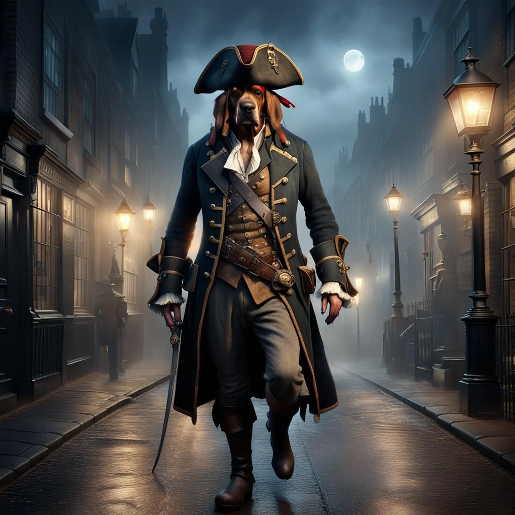 Bloodhound Pirate in Victorian London: Digital Painting