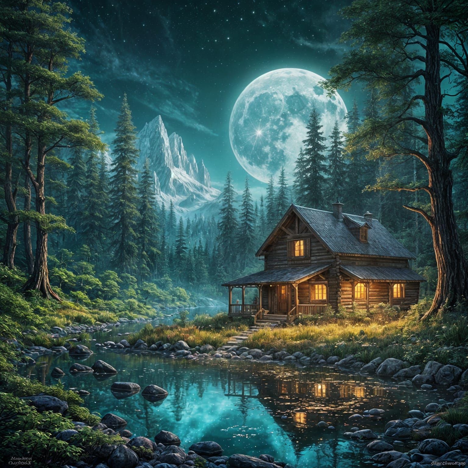 Moonlit Enchanted Forest in Ethereal Detail