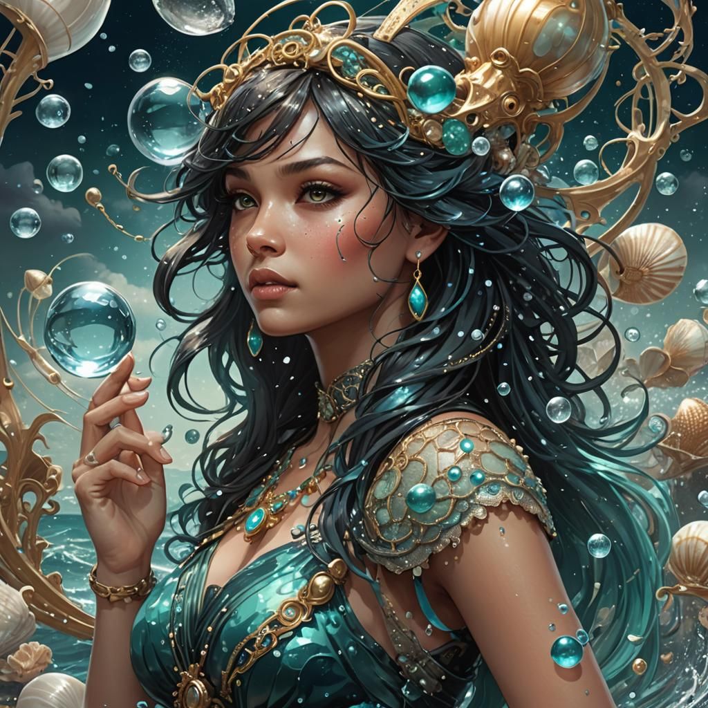 Ocean Vortex with Fish and Sea Treasures