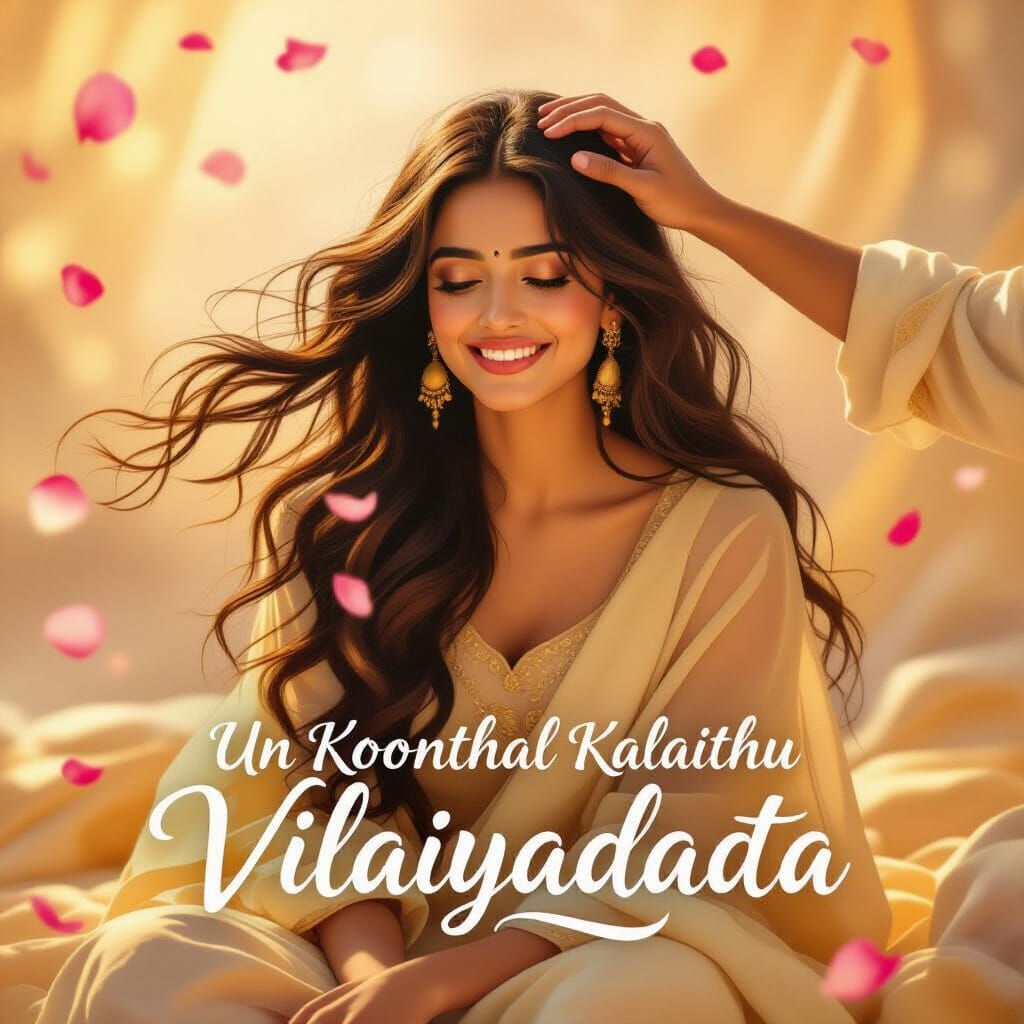 Poetic Digital Painting of Woman in Golden Light