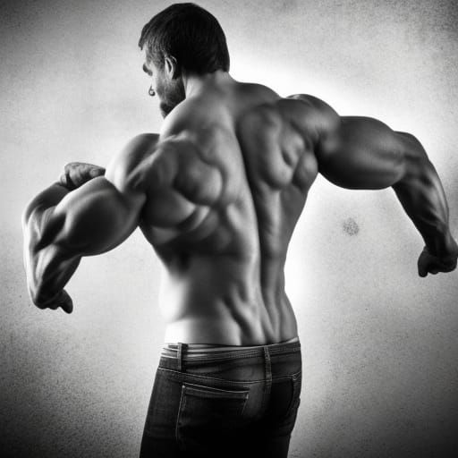 Muscular Man Carrying Lumber in Hyperrealistic Photo