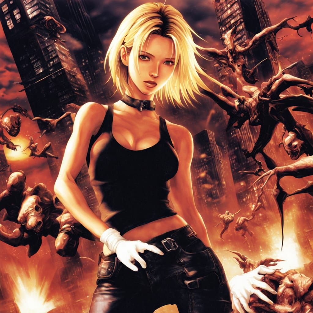 Cyberpunk Lady in a Neon-Lit Cityscape