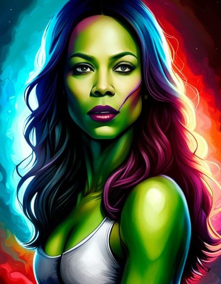 Gamora in Futuristic Space Suit, Digital Art