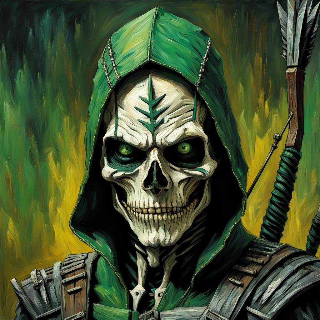 Grotesque Green Arrow as Van Gogh Impressionist Painting