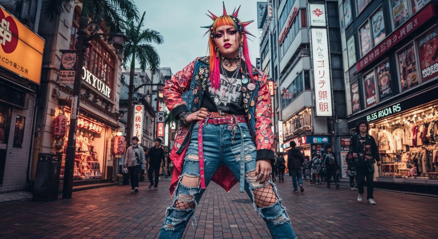 Punk Gyaru Girl in Tokyo Street Style
