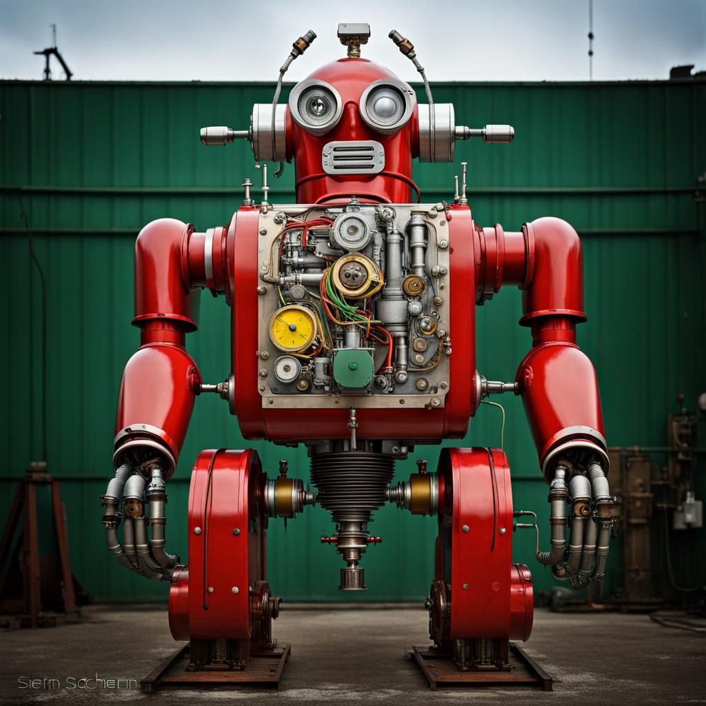 Steampunk USSR Robot Portrait in Cinematic Style