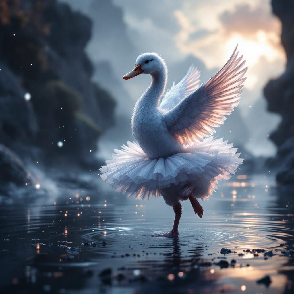 Ballet Duckling in Atmospheric Digital Painting