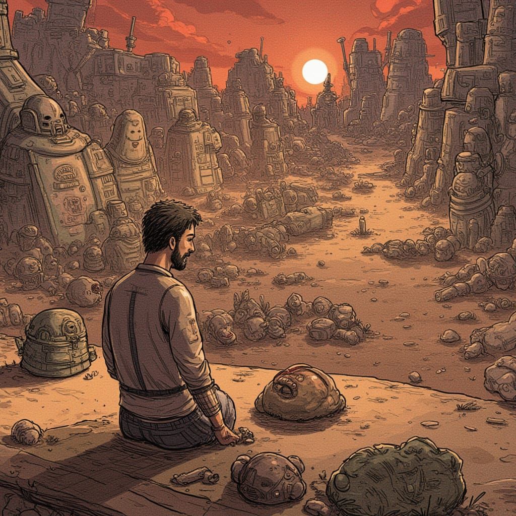 Joyful Damnation in Sepia Ink Punk Sunset