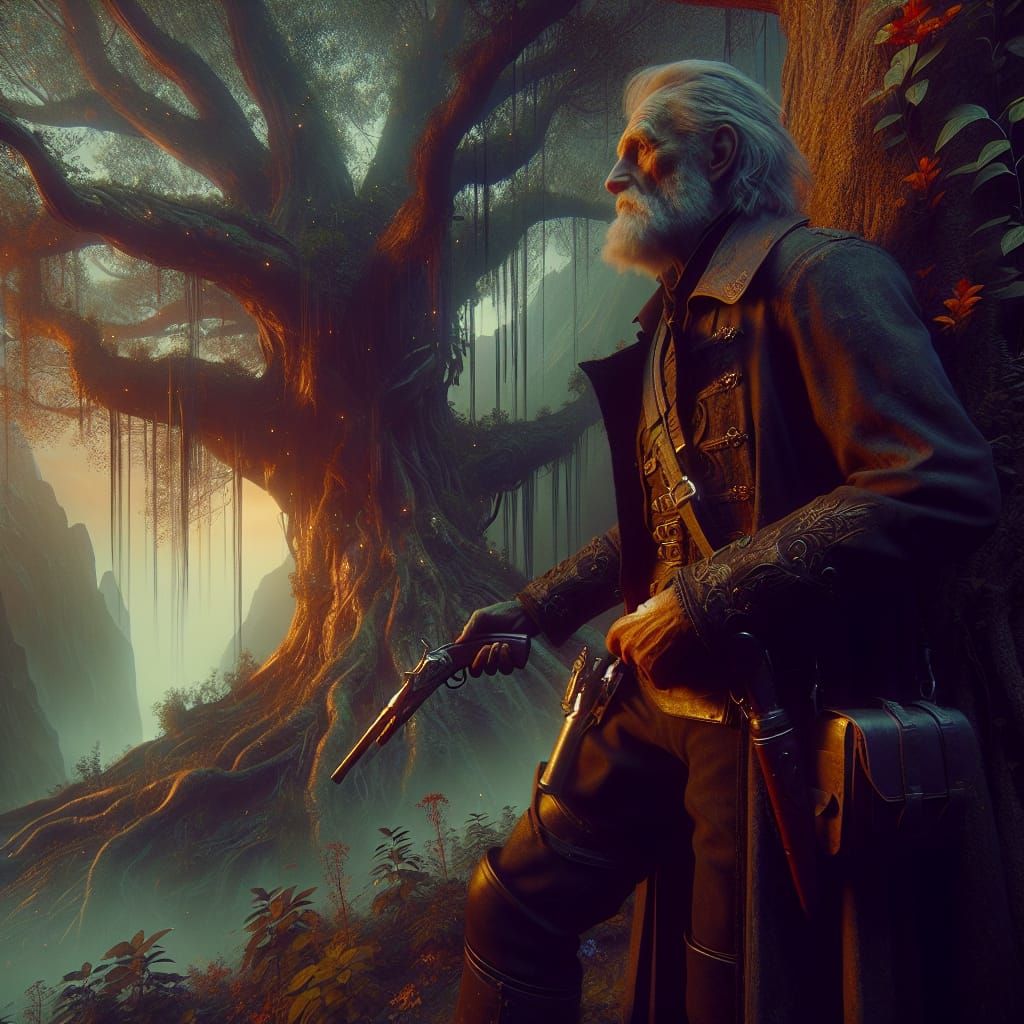 Fantasy Matte Painting: Elderly Man with Gun