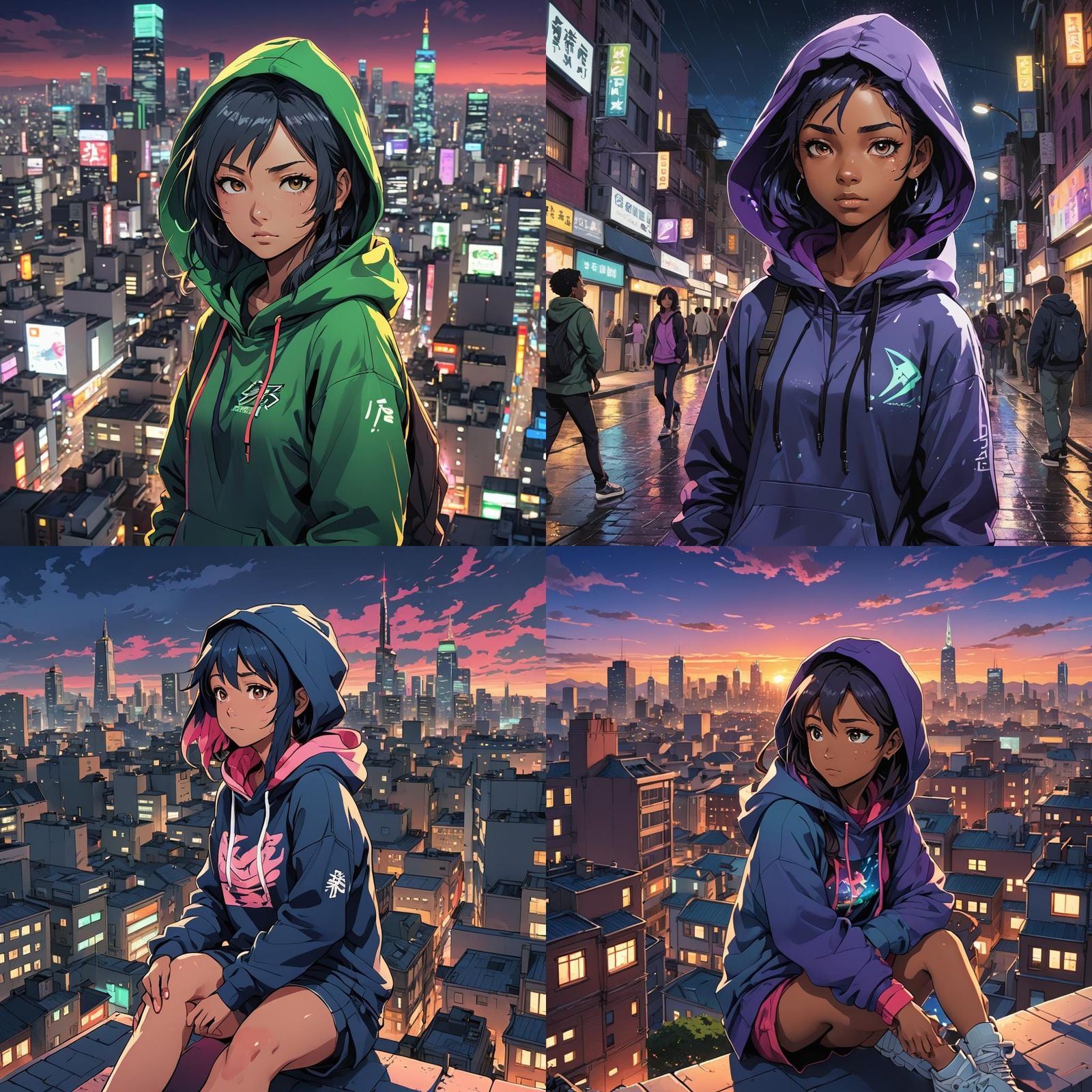 Anime Blaxican Girl in Tonberry Hoodie