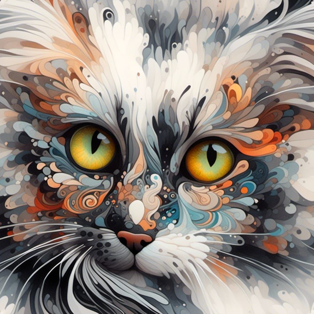 Colorful Cat with Intricate Details