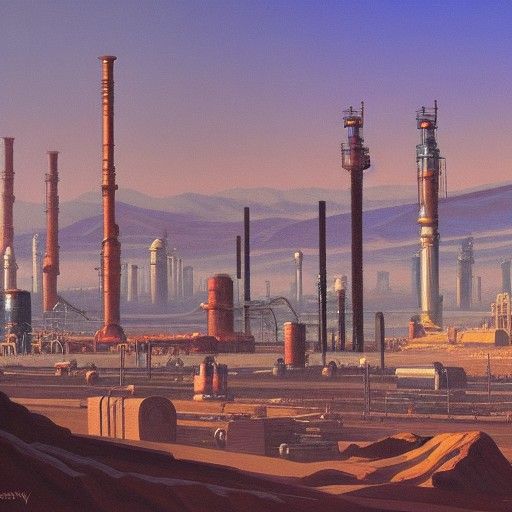 Martian Capital City in Oil Painting Style