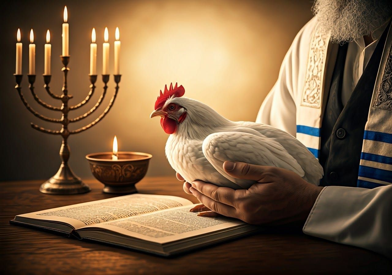 Kaparot Ritual in the Style of 19th Century Painting